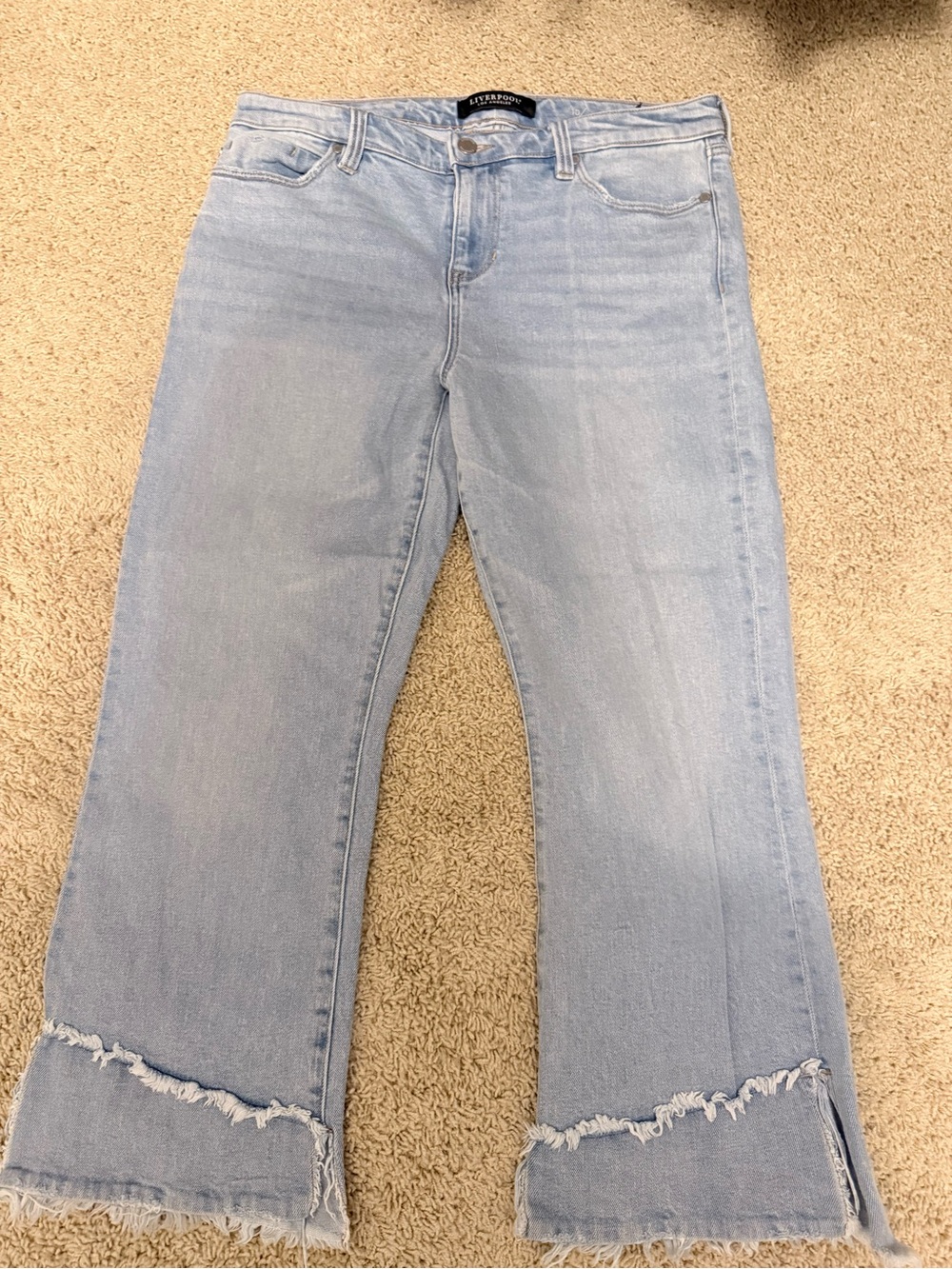 Liverpool Light Wash Women's Jeans with Frayed Hem